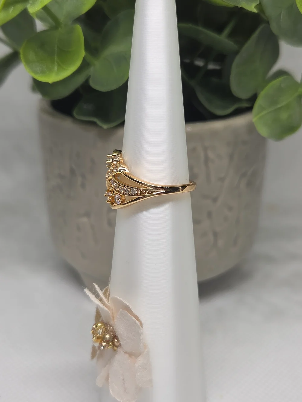 BP Elegant Gold-Tone Crystal Accent Ring